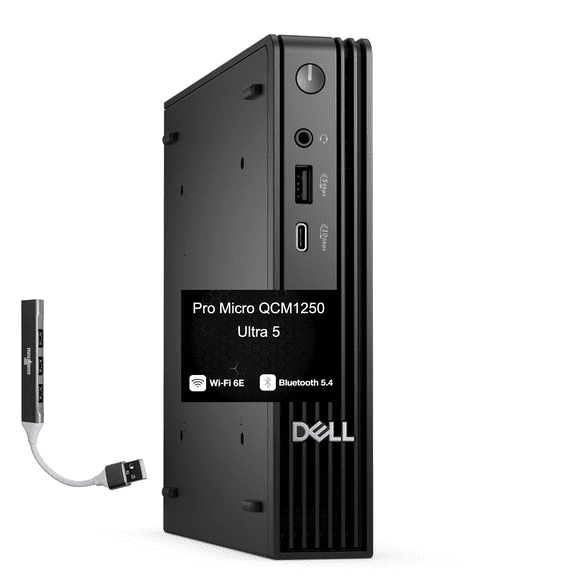 Dell Pro Micro QCM1250 Desktop Ultra 5 235T 16GB DDR5 512GB SSD Win11 Pro w/DKZ USB Hub