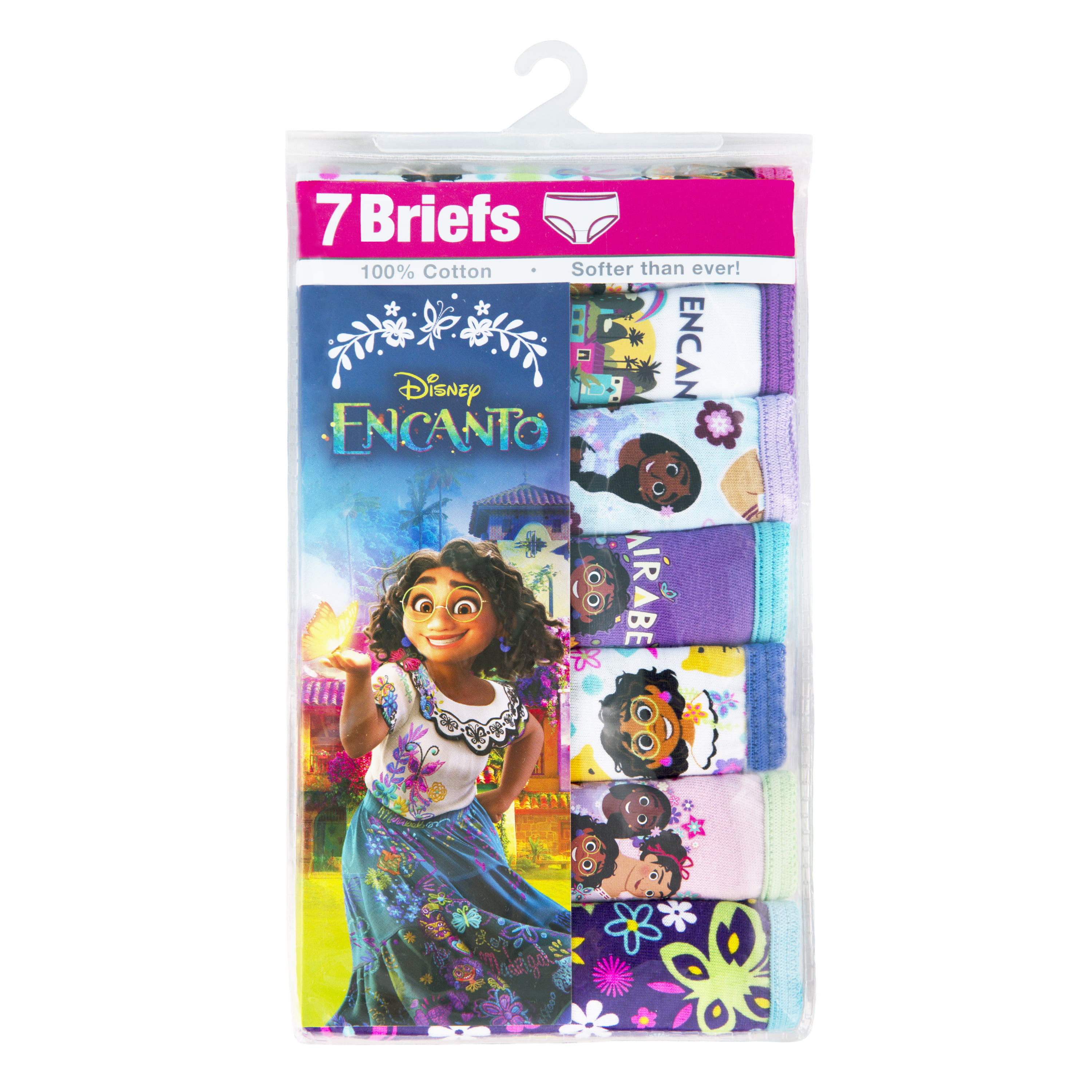 Disney Girls Encanto Print Briefs, 7-Pack, Sizes 4-8 