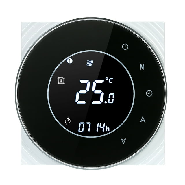 Programmable Gas Boiler Heating Thermostat Dry Contact Temperature Controller Touchscreen LCD with Backlight Voice Control Compatible with Amazon Echo/Google Home/IFTTT