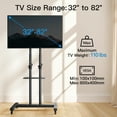 thumbnail image 5 of Modern Rolling TV Stand with Metal Shelf for 32-82 Inch TVs ,Height Adjustable Mobile TV Cart with Swivel Tilt, Max 600x400mm, Holds up to 110 lbs, 5 of 8