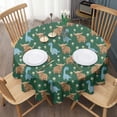 thumbnail image 3 of Green Highland Cow Dinosaur Pattern Round Tablecloth 60"x60",Wrinkle Wipeable Table Cloth for Kitchen Dining Room Picnic Patio Party, 3 of 6