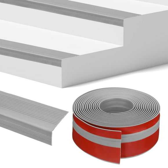 Uxcell Stair Edge Trim 20FT Vinyl Rubber Stair Nosing Non-Slip Self Adhesive Stair Edge Trim Strips Grey 0.98 Inch