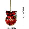 thumbnail image 5 of 1pc Christmas Bell with Bow and Grass Door Hanger, Holiday Bell Decoration (Red Golden), 5 of 5