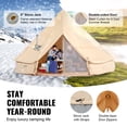 thumbnail image 3 of VEVOR Canvas Bell Tent, 4 Seasons 6 m/19.68 ft Yurt Tent, Canvas Tent for Camping with Stove Jack, Breathable Tent Holds up to 10 People, Family Camping Outdoor Hunting Party, 3 of 9
