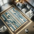 thumbnail image 4 of Ambesonne Mid Century Modern Decorative Rug Carpet, Simple Lines, 2' 5" x 5', Brown Tan Blue, 4 of 5
