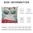 thumbnail image 5 of Hello Summer Pillow Decorative Pillow Cover Cute Watercolor Cat in Sunglasses Eating Watermelon Throw Pillow Case Cotton Linen French Decor Rustic Cushion Cover for Sofa Couch, 5 of 5