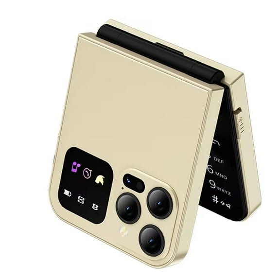 A50 Pro Flip Phone Dual SIM Card GSM Automatic Call Recording 2.4 Inch Screen Foldable Mobile Phones Type-C Gold,1 * Phone,Gold