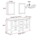 thumbnail image 4 of Wonline 60" Homes & Bathroom 60inch Modern Wood Cabinet with Marble Pattern Countertop Vanity Double Sinks and Mirror, Black, 4 of 8