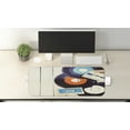 thumbnail image 2 of Indie Computer Mouse Pad, Gramophone Records and Old Audio Cassettes on Wooden Table Nostalgia Music, Rectangle Non-Slip Rubber Mousepad Large, 31" x 12" Gaming Size, Blue Orange Black, by Ambesonne, 2 of 2