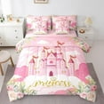 thumbnail image 1 of Girls Princess Comforter Set 7 Pieces Reversible,Cartoon Castle Pink Bed Set,Dreamy Fairy Tale Bedding Soft Microfiber Twin(1 Comforter,2 Pillowcase,2 Pillow Covers,1 Flat Sheet,1 Fitted Sheet), 1 of 1