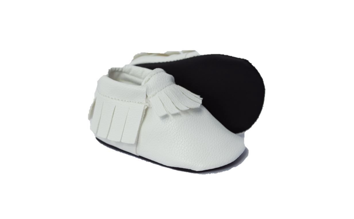 Baby Says Chalkboard Shoes for Infants - Unisex White Moccasins - 0-3 Months