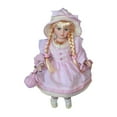 thumbnail image 4 of Hermosa muñeca de cerámica con cara de maquillaje esmaltada de 17,72 pulgadas de porcelana Rosa, 4 of 9