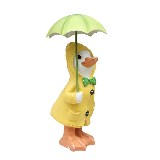 Adornos de jardín con forma de pato, estatua de pato con sombrilla, divertida estatua decorativa para exteriores, figuras para el hogar, patio, jardín, balcón, 5 ml