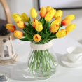 thumbnail image 3 of RV 20 piezas de tulipanes artificiales de látex de tacto Real, flores de tulipanes falsos, ramos de boda para decoración del jardín del hogar, color amarillo Rojo Verde, 3 of 5