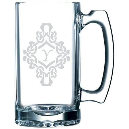 

Decorated Etched Monogram 25oz Libbey Sports Beer Mug Letter Y
