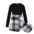 thumbnail image 3 of Fsqjgq 5T Fall Outfits for Girls Trendy Girls Clothes Girl Skirt Sets 3 Piece Outfits Square Neck Jacquard Puff Sleeve Tops Plaid Mini Skirt Shorts Fall Winter Clothes Baby Girl Outfits Size 140, 3 of 6