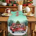 thumbnail image 2 of Merry Christmas Words on Green Table Runner 13x70in Non-Slip Cotton Linen Table Runners, Red Truck Colored Ball Dresser Scarves TableRunner for Dinner Kitchen Dining Wedding Party, 2 of 9