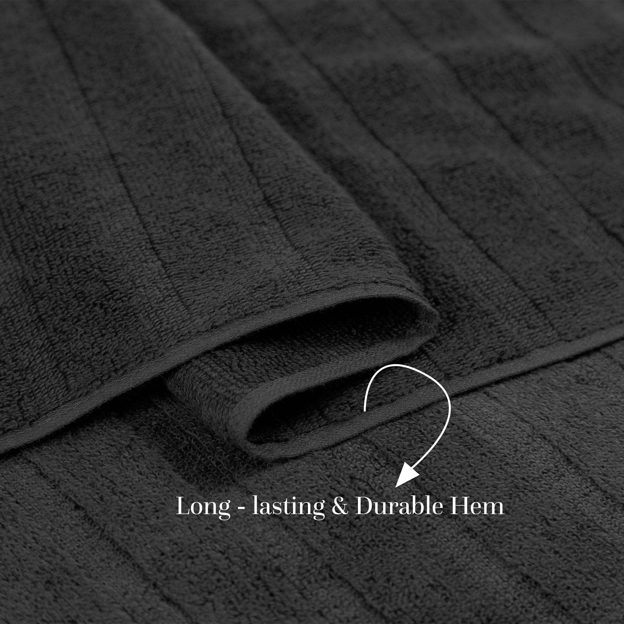 Everyday Home by Trident Quick Dry 6 Pc Bath Towel Set, 100% Cotton , lightweight,Soft, Absorbent, Bathroom Towels, 2 Bath 27"x54", 2 Hand 16"x28", 2 Washcloths 13"x13", Black