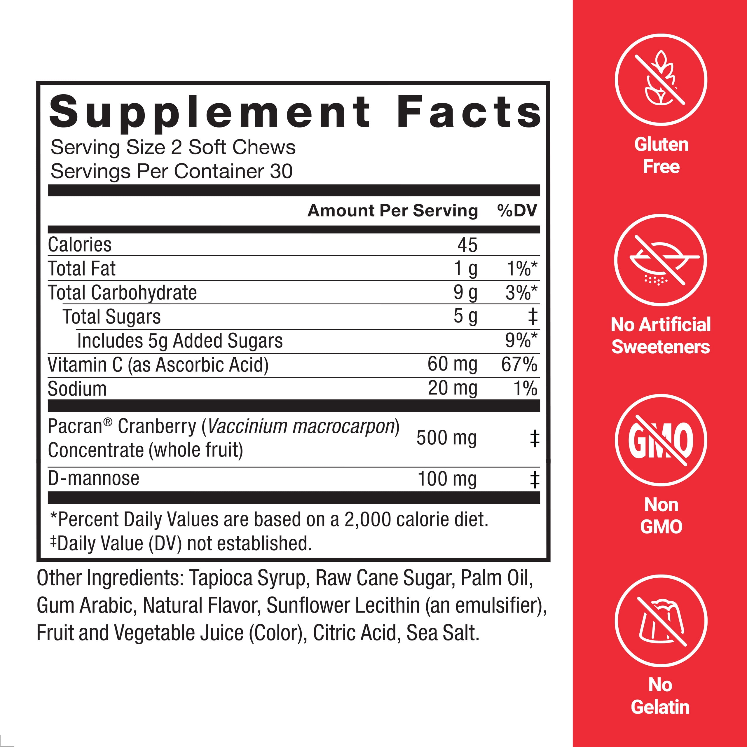(3 pack) Force Factor Cranberry Soft Chews, Cranberry Supplement with D Mannose and Cranberry Extract to Support Bladder and Urinary Tract Health for Women, Vegan, Sweet Cranberry Flavor, 60 Soft Chews
