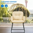 thumbnail image 3 of Uforic Beige PE Rattan 2-Person Egg Lounge Chair with Pad for Patio, Garden, Backyard, Porch, 3 of 6