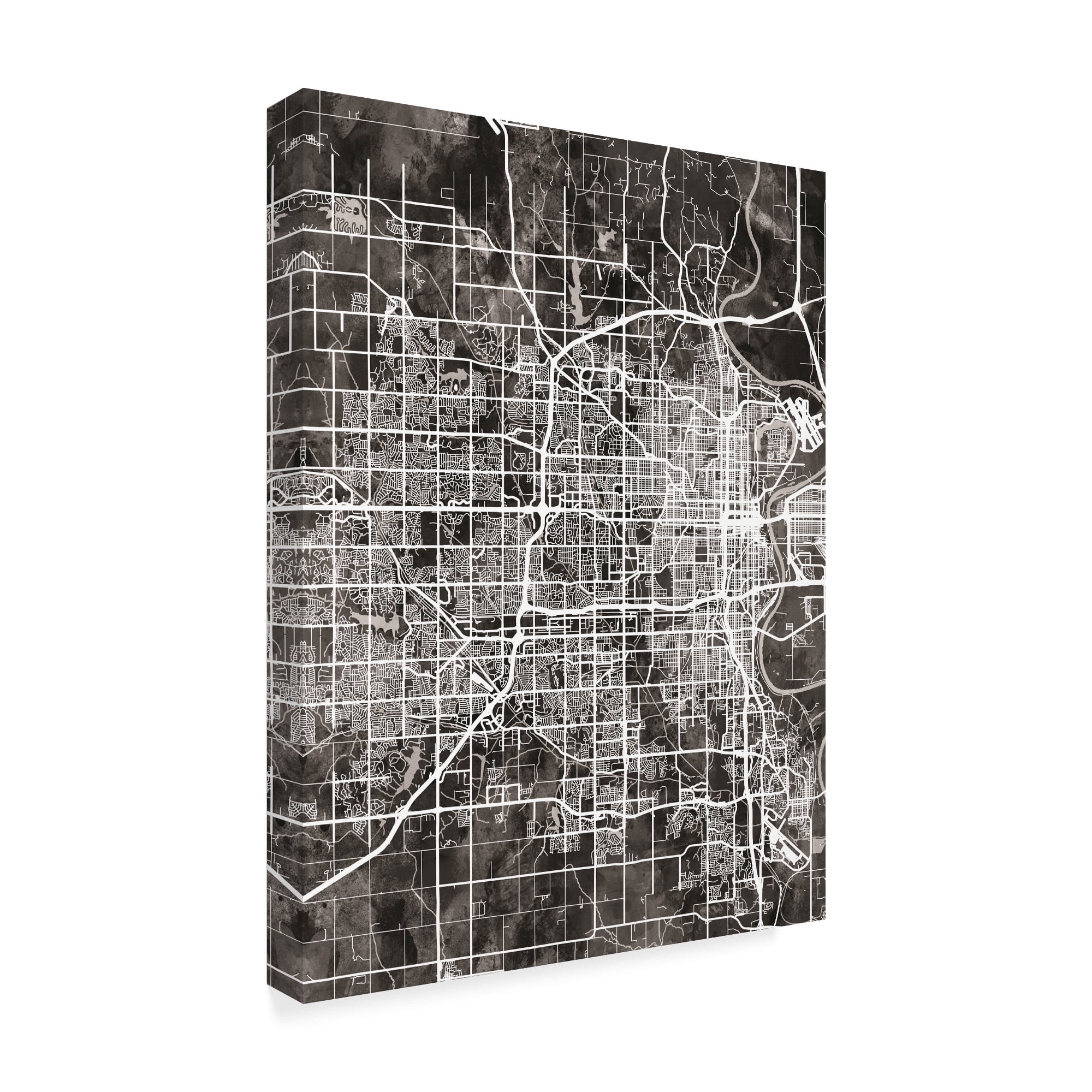 Trademark Fine Art 'Omaha Nebraska City Map Black' Canvas Art by Michael Tompsett