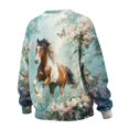 thumbnail image 5 of Xoenoiee Horse Butterfly Cherry Blossom Print Sweatshirts for Women Oversized Pullover Crewneck Tops Long Sleeve Sweaters Comfy Fall Winter Outfits Clothes 2025 Fashion, Size S, 5 of 7