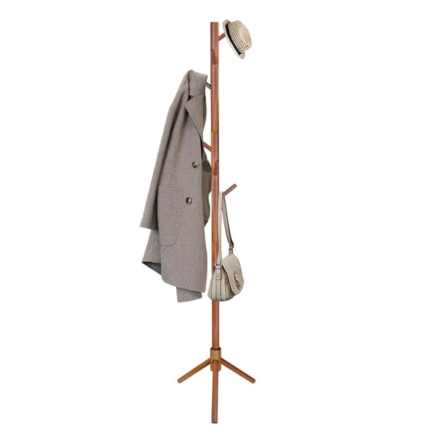 Perchero De Pie Con 8 Ganchos, Perchero Para Bolsas Independiente para Ropa Sombreros Bufandas, Perchero De Piso para Dormitorio Oficina, 176CM Estable Perchero Moderno Fácil Montaje Amarillo
