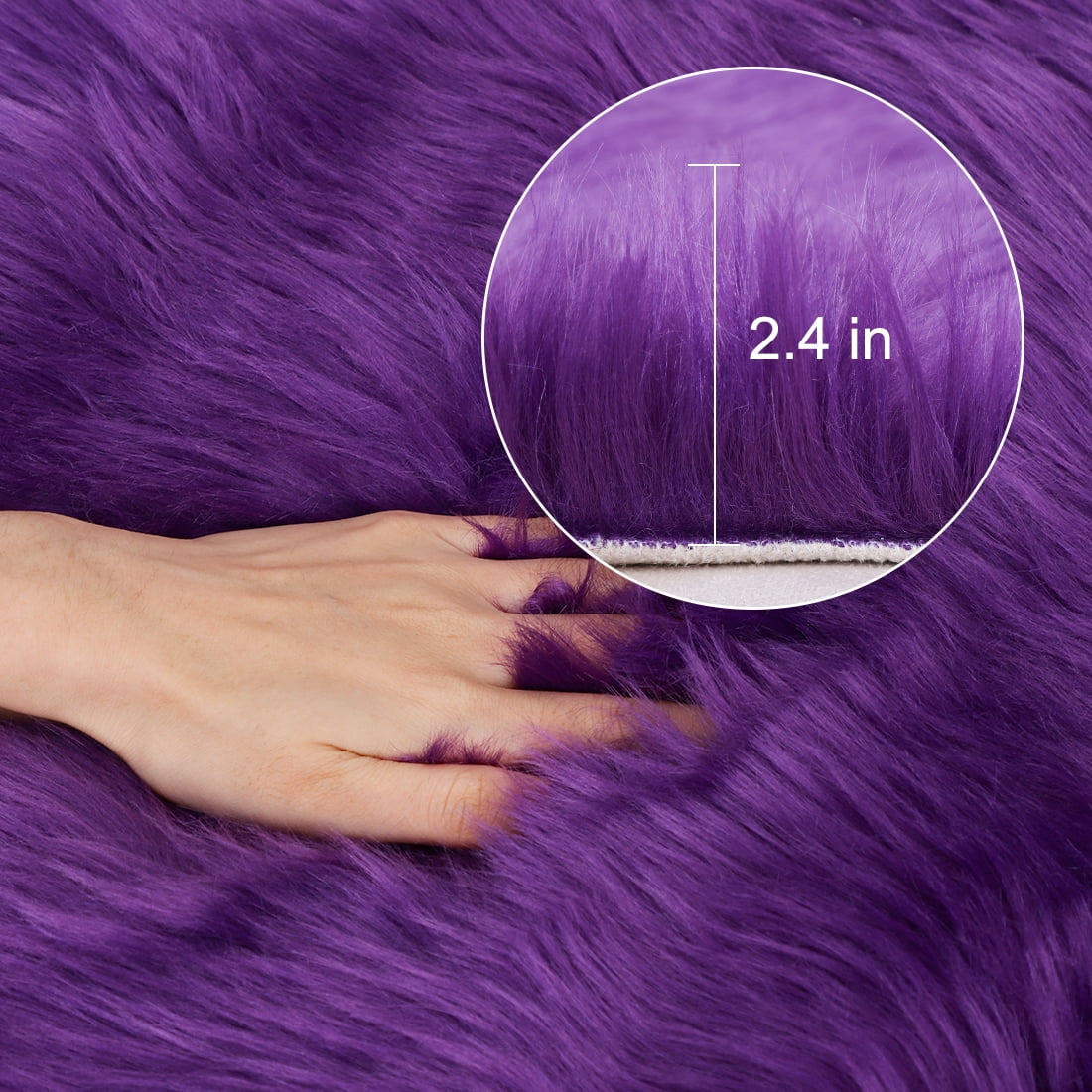 Unique Bargains Faux Sheepskin Rugs Plush Area Rug Purple 2x5 Feet