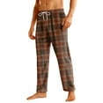 thumbnail image 2 of Dwelliawo Pajama Pants Buffalo Plaid Comfy Lounge Pj Pants Baggy Christmas Pajama Pants Soft Drawstring Sleep Cute Bottoms Brown XL, 2 of 6