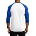 thumbnail image 4 of Fabrcox 3/4 Sleeve Shirt Men Crew Neck Raglan Mens Baseball Shirt Color Block Breathable Outdoor Athletic Workout T Shirts for Men Blue S, 4 of 5
