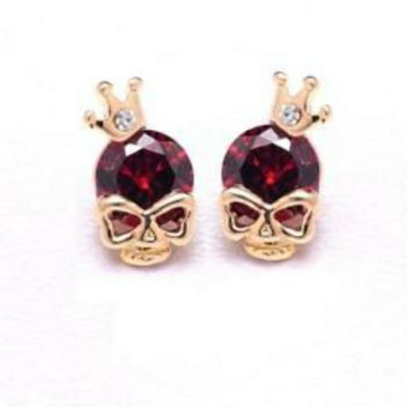 Steampunk Gold Skull Stud Earrings