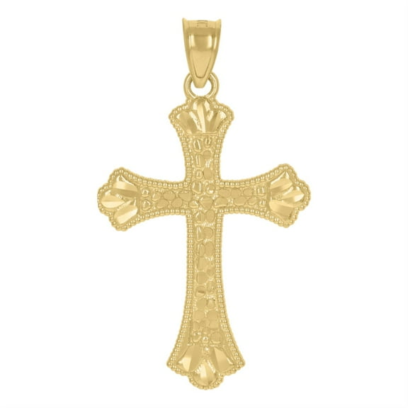 Auriga 10k Yellow Gold Cross Religious Charm Pendant for Men