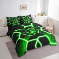 thumbnail image 3 of Manfei Geometric Honeycomb Bedding Comforter Set 7-Piece for Boys, Gradient Black Green Full Bedding Set, Neon Hexagon Fitted Sheet Flat Sheet, Luxury Bedroom Decor, 3 of 8
