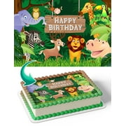 Wild Jungle Animals WJA Edible Image Cake Topper Birthday Sheet Banner 1/4 Sheet