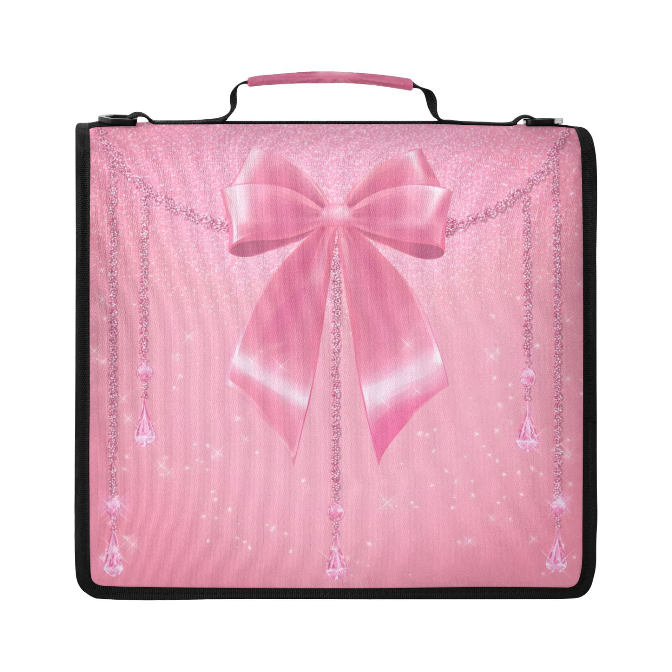 ALAZA Zipper Binder Bow Glitter Pattern 2 inch 3 Ring 500 Sheet Capacity Trapper Keeper File Folder Organizer Bag