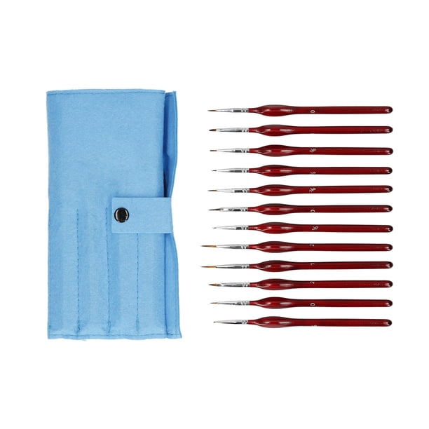 Lot De 11 Pinceaux Miniatures Détail – Bois, Poils Nylon – Pour Acrylique, Aquarelle, Huile, Maquettes, Figurines