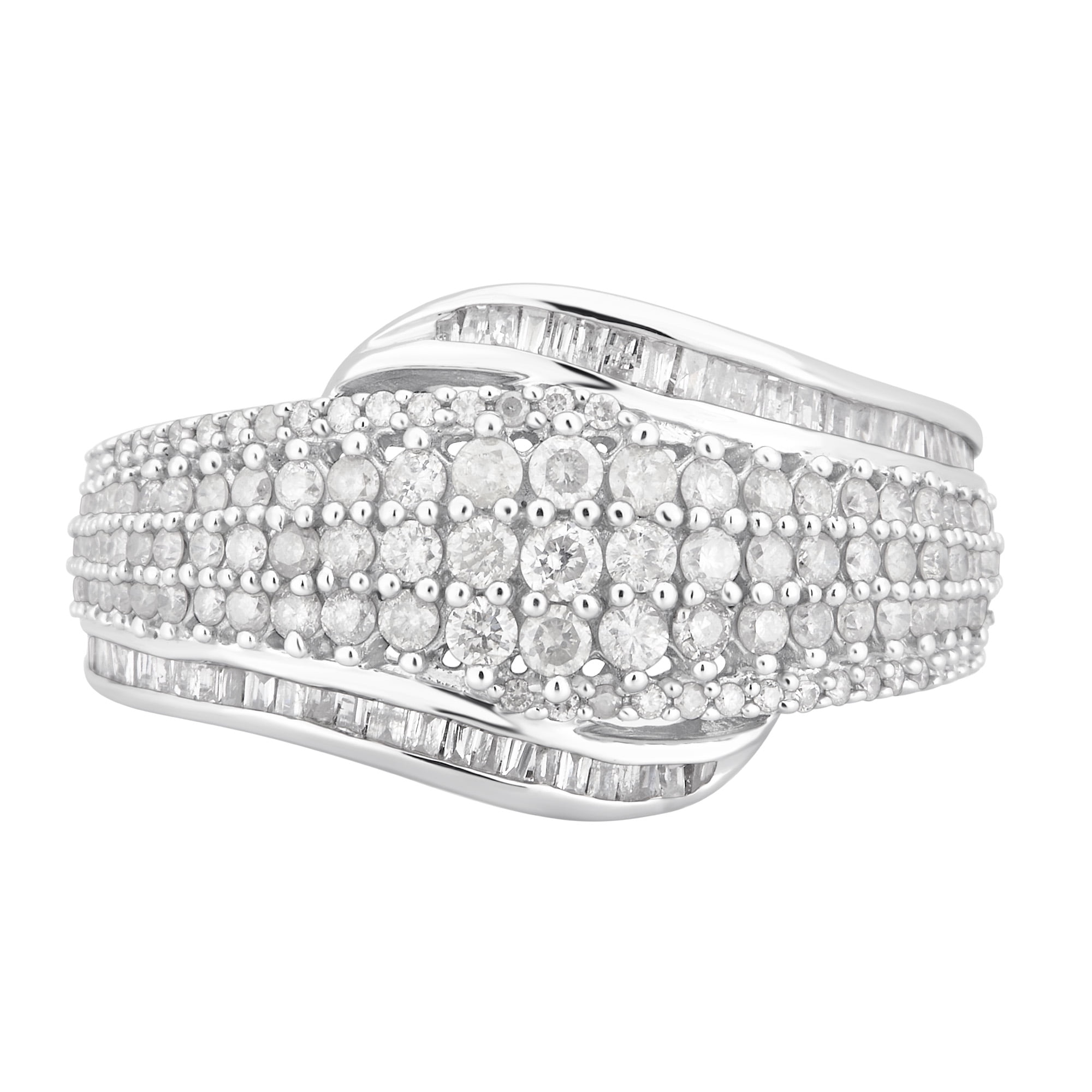 Arista 1.00 Carat T.W Diamond Multi Row Anniversary Ring in Sterling Silver (I-J, I2-I3)