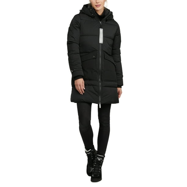 Kendall + Kylie Simms Long Puffer Jacket with Fixed Split Hood for