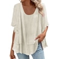 thumbnail image 2 of Women's Summer Round-Neck Casual Half Sleeve Ruffle T-Shirt Top, 2 of 5