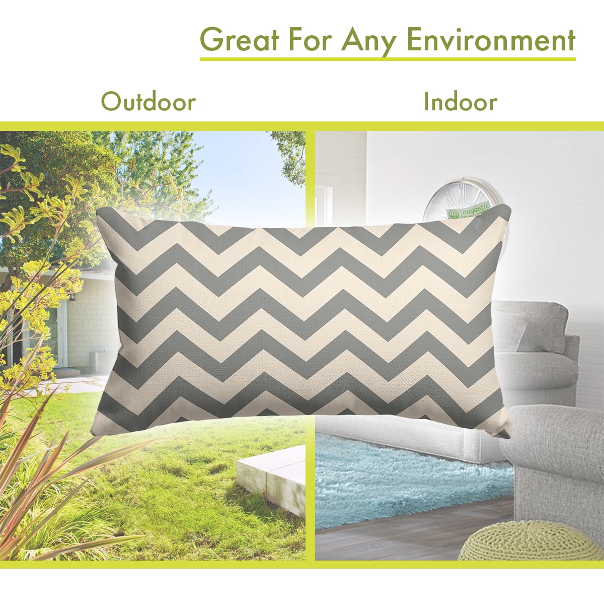 Majestic Home Goods Chevron Indoor Outdoor Small Decorative Throw Pillow