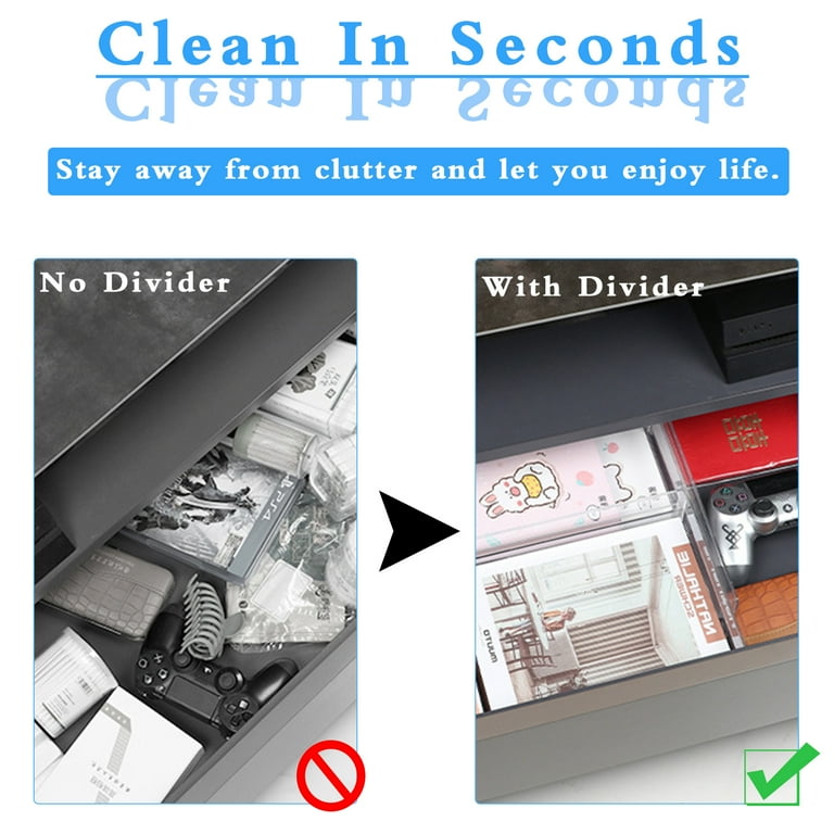 5 Pack Clear Drawer Dividers for Clothes,Expandable 11-19'' Drawer  Organizer Transparent Dividers,Clear Plastic Clothes Organizer Adjustable  Drawers