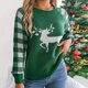 thumbnail image 2 of Suéter de cuadros rojos para mujer, regalos de Navidad, ciervo, jacquard, ropa festiva para las fiestas, suéter de punto elegante y acogedor, ropa de Año Nuevo, 2 of 4