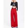 thumbnail image 2 of HLSOHJP Women's Red High Waisted Straight Jeans Vintage American Street Cool Girl High Waisted Pants Female Loose Retro Denim Trousers, 2 of 6