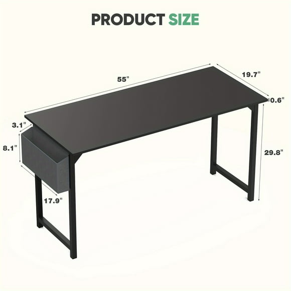 Study Computer Desk 40" Home Office Writing Small Desk, Modern Simple Style PC Table, Black Metal Frame