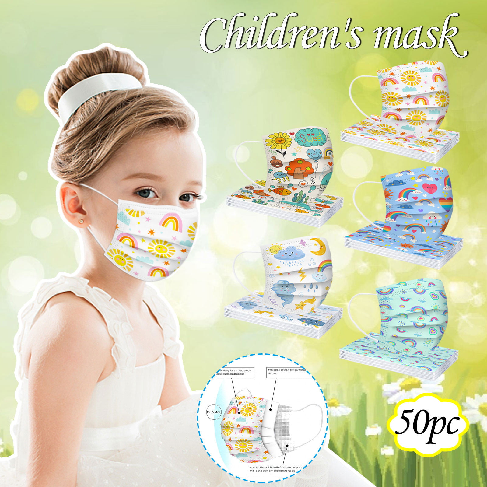 Fashion Foam Colorful Mouth Cover/Cartoon  Masks Kids Size 5-12 Yrs 