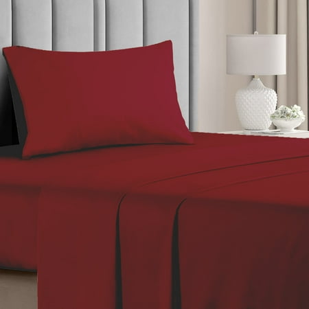 Hotel Collection Rayon Bed Sheet Set - 3 Piece, Twin, Burgundy