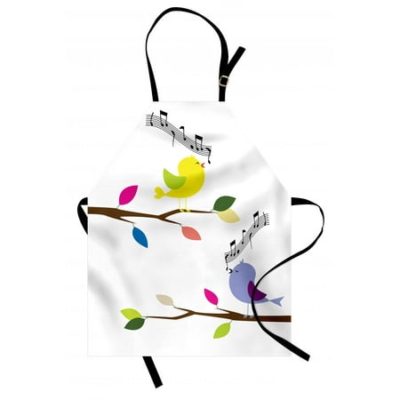 Best Singing Birds Birds Apron Cute Colorful Birds Singing on Tree Best Happiness Mascots Artsy Humor Illustration, Unisex Kitchen Bib Apron with Adjustable Neck for Cooking Baking Gardening, Multicolor, by Ambesonne ()