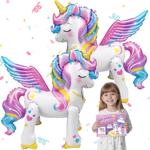 Gretion 2 globos de unicornio de aluminio, 66 cm, autoportantes