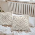 thumbnail image 6 of Beige Boho Throw Pillow Covers 20x20 Inch Set of 2, Vintage Ethnic Floral Abstract Geometric Waterproof Outdoor Pillow Covers, Decorative Cushion Pillowcases for Couch, Sofa, Bed, Garden, Patio, 6 of 9