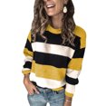 thumbnail image 1 of MAWCLOS Chandail à Blocs de Couleur pour Femmes, Chaud pour l'Hiver, Rayé, Jaune P, 1 of 3